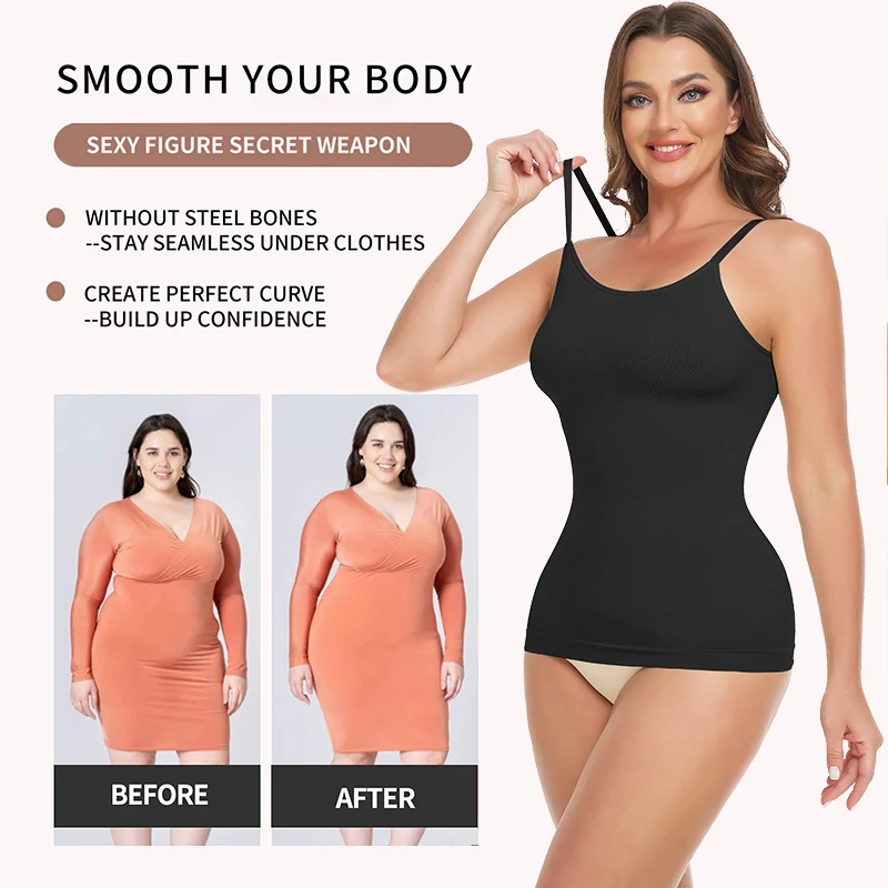 Seamless Camisole Vest Shapewear Bodysuit for Women Tummy Control Butt Lifting Body Shaper Smooth Invisible Slimming Underwear Seamless Camisole Vest Shapewear Bodysuit for Women Tummy Control Butt Lifting Body Shaper Smooth Invisible Slimming Underwear