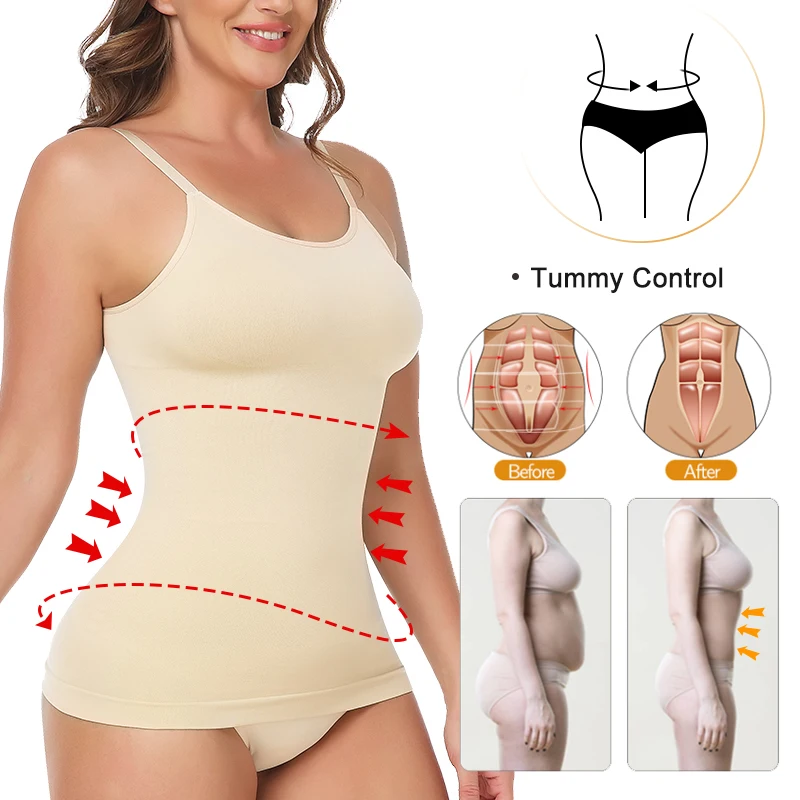 Seamless Camisole Vest Shapewear Bodysuit for Women Tummy Control Butt Lifting Body Shaper Smooth Invisible Slimming Underwear Seamless Camisole Vest Shapewear Bodysuit for Women Tummy Control Butt Lifting Body Shaper Smooth Invisible Slimming Underwear
