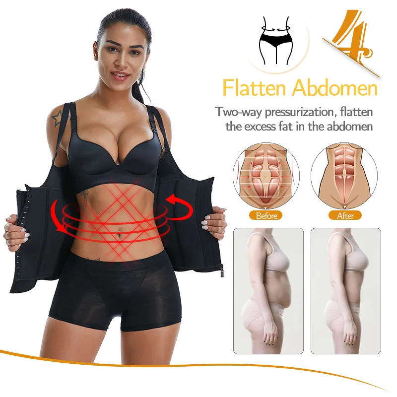Women's Waist Trainer Sauna Sweat Vest Corset Body Shaper Neoprene Shapewear Gym Workout Tank Top Black Slimming Top with Zipper Women's Waist Trainer Sauna Sweat Vest Corset Body Shaper Neoprene Shapewear Gym Workout Tank Top Black Slimming Top with Zipper