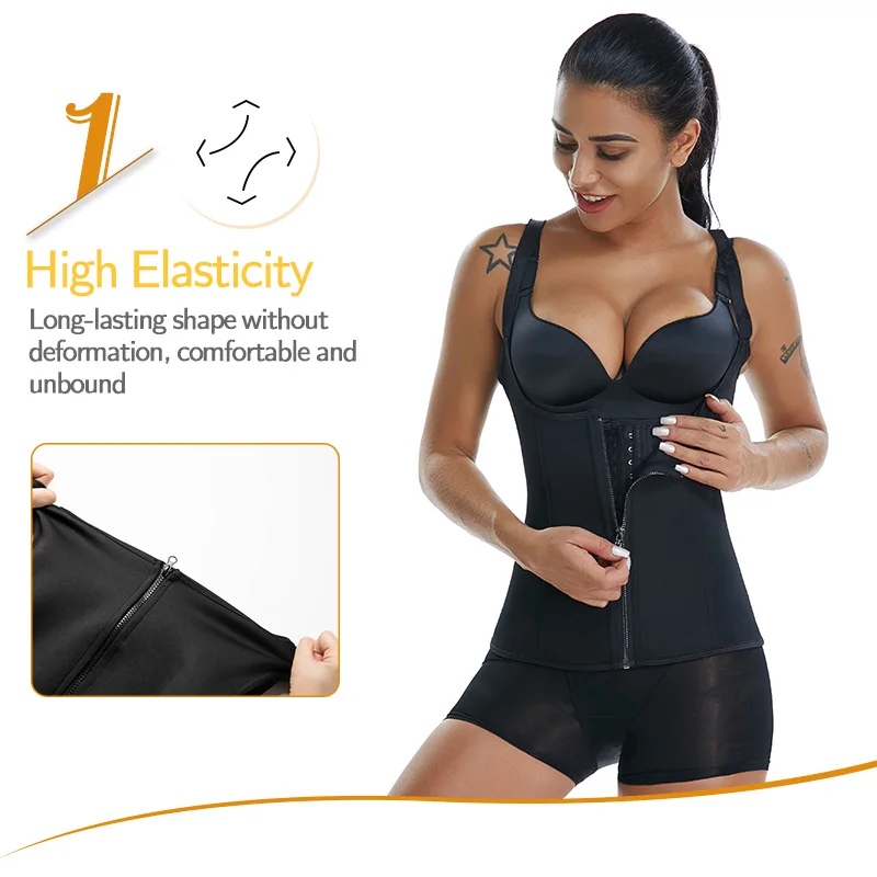 Women's Waist Trainer Sauna Sweat Vest Corset Body Shaper Neoprene Shapewear Gym Workout Tank Top Black Slimming Top with Zipper Women's Waist Trainer Sauna Sweat Vest Corset Body Shaper Neoprene Shapewear Gym Workout Tank Top Black Slimming Top with Zipper
