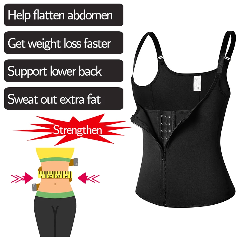 Women's Waist Trainer Sauna Sweat Vest Corset Body Shaper Neoprene Shapewear Gym Workout Tank Top Black Slimming Top with Zipper Women's Waist Trainer Sauna Sweat Vest Corset Body Shaper Neoprene Shapewear Gym Workout Tank Top Black Slimming Top with Zipper