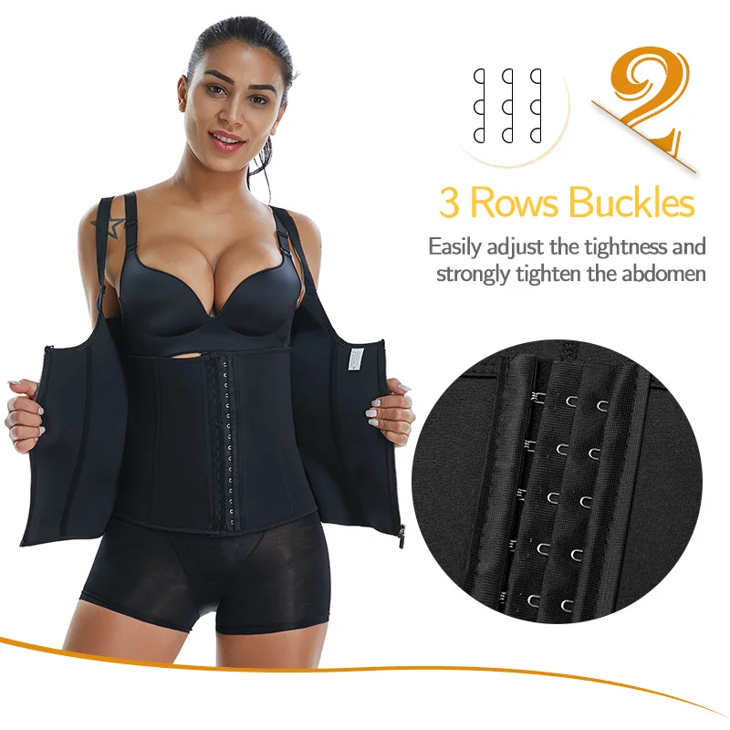 Women's Waist Trainer Sauna Sweat Vest Corset Body Shaper Neoprene Shapewear Gym Workout Tank Top Black Slimming Top with Zipper Women's Waist Trainer Sauna Sweat Vest Corset Body Shaper Neoprene Shapewear Gym Workout Tank Top Black Slimming Top with Zipper