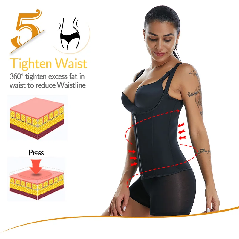 Women's Waist Trainer Sauna Sweat Vest Corset Body Shaper Neoprene Shapewear Gym Workout Tank Top Black Slimming Top with Zipper Women's Waist Trainer Sauna Sweat Vest Corset Body Shaper Neoprene Shapewear Gym Workout Tank Top Black Slimming Top with Zipper