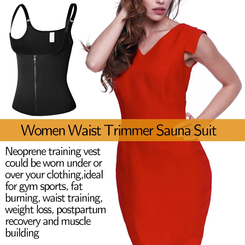 Women's Waist Trainer Sauna Sweat Vest Corset Body Shaper Neoprene Shapewear Gym Workout Tank Top Black Slimming Top with Zipper Women's Waist Trainer Sauna Sweat Vest Corset Body Shaper Neoprene Shapewear Gym Workout Tank Top Black Slimming Top with Zipper