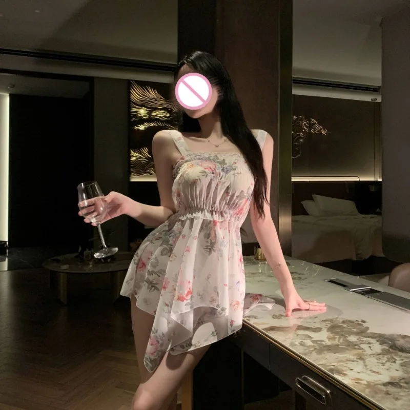 Sexy Lingerie Sexy and Passionate Tempting Cute Girl Hollowed Out Suspender French Nightgown Floral and Pleated Set Sexy Lingerie Sexy and Passionate Tempting Cute Girl Hollowed Out Suspender French Nightgown Floral and Pleated Set