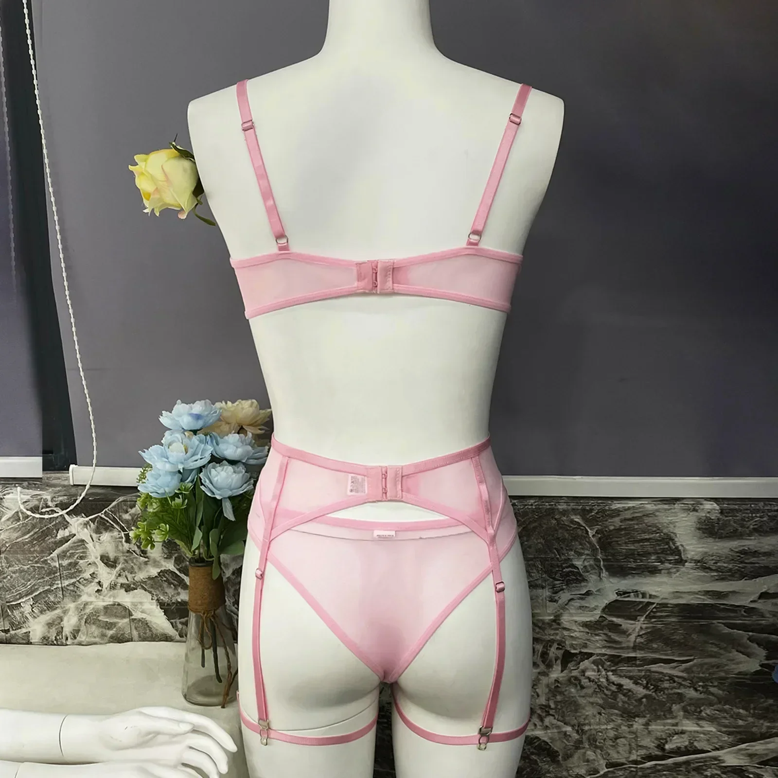 Lady's Fantasy Mesh Transparent Heavy Embroidery Floral Lingerie Set Sexy Underwear Women 3 Pieces Intimate Desire Hot Girl 18 Lady's Fantasy Mesh Transparent Heavy Embroidery Floral Lingerie Set Sexy Underwear Women 3 Pieces Intimate Desire Hot Girl 18