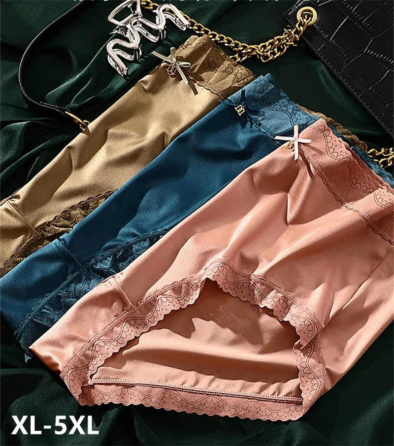 Sexy lingerie women's Underwear plus size ropa de mujer satin patchwork lace thin ice silk light luxury bragas sexys panties new Sexy lingerie women's Underwear plus size ropa de mujer satin patchwork lace thin ice silk light luxury bragas sexys panties new