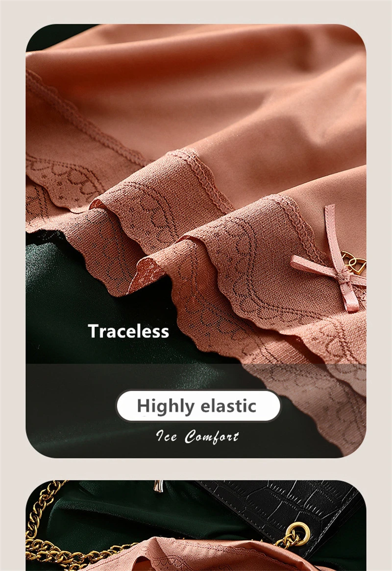 Sexy lingerie women's Underwear plus size ropa de mujer satin patchwork lace thin ice silk light luxury bragas sexys panties new Sexy lingerie women's Underwear plus size ropa de mujer satin patchwork lace thin ice silk light luxury bragas sexys panties new