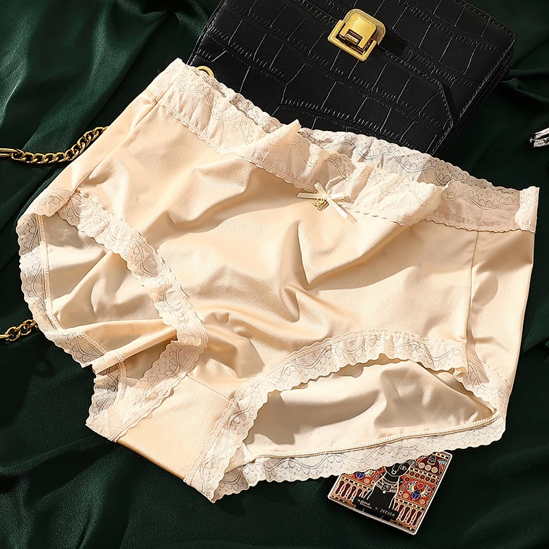 Sexy lingerie women's Underwear plus size ropa de mujer satin patchwork lace thin ice silk light luxury bragas sexys panties new Sexy lingerie women's Underwear plus size ropa de mujer satin patchwork lace thin ice silk light luxury bragas sexys panties new