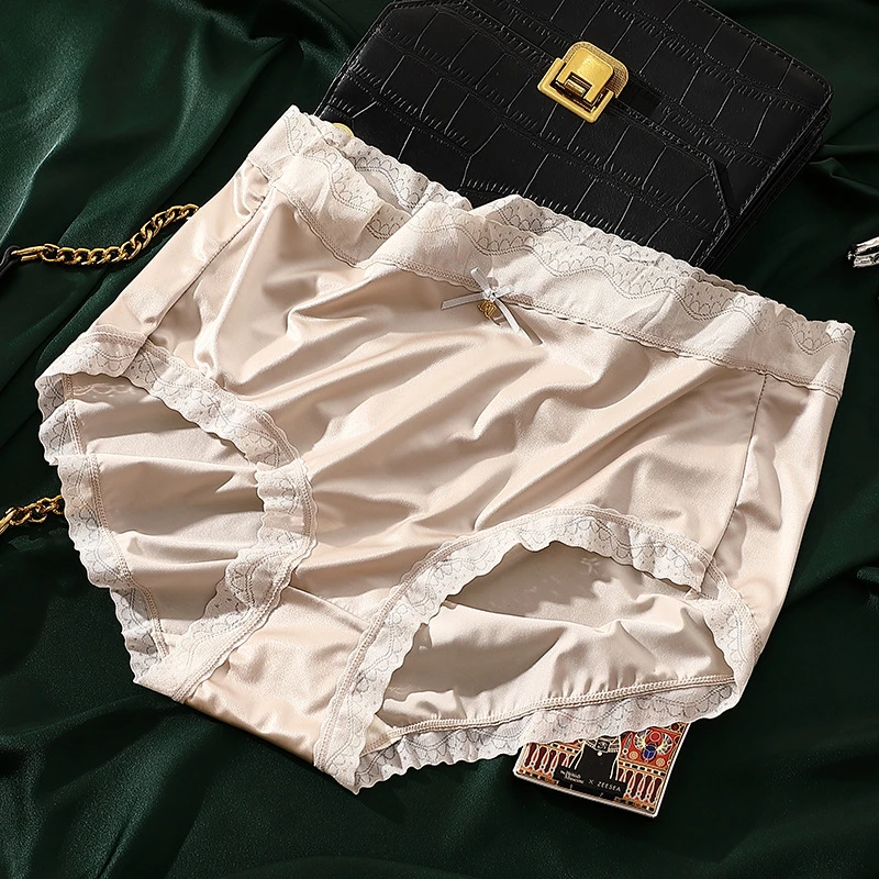 Sexy lingerie women's Underwear plus size ropa de mujer satin patchwork lace thin ice silk light luxury bragas sexys panties new Sexy lingerie women's Underwear plus size ropa de mujer satin patchwork lace thin ice silk light luxury bragas sexys panties new