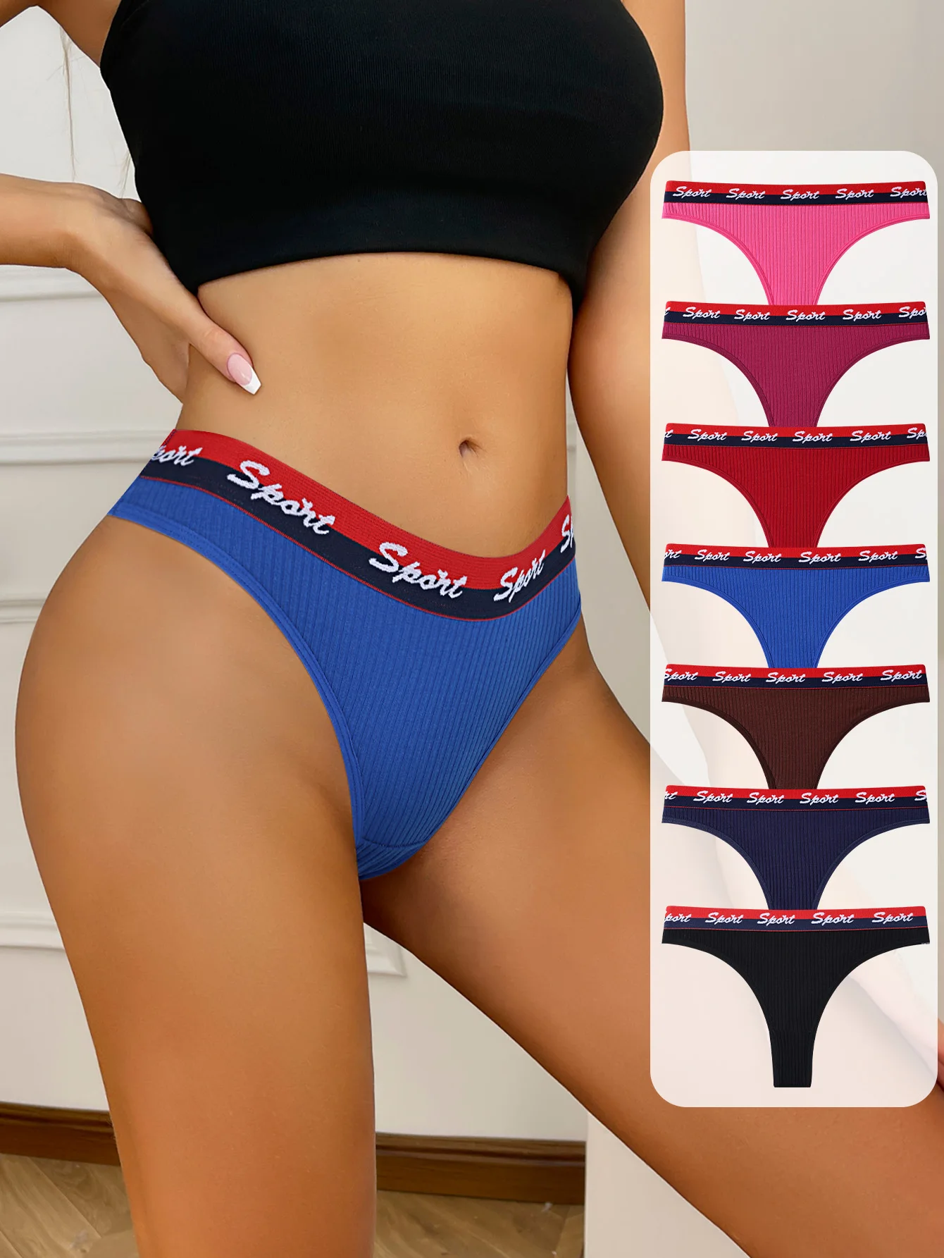 7Pcs Women Thongs Panties Low Waist Underwear Sport Girls Briefs Cotton G-String Breathable Sexy Ladies Panty Female Lingerie 7Pcs Women Thongs Panties Low Waist Underwear Sport Girls Briefs Cotton G-String Breathable Sexy Ladies Panty Female Lingerie