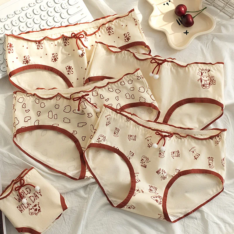 3pcs Cotton Women Panties Adolescent Mid Waist Underwears Girls Fashion Briefs Breathable Pantys Students Cartoon Print Lingerie 3pcs Cotton Women Panties Adolescent Mid Waist Underwears Girls Fashion Briefs Breathable Pantys Students Cartoon Print Lingerie