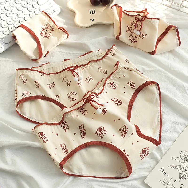 3pcs Cotton Women Panties Adolescent Mid Waist Underwears Girls Fashion Briefs Breathable Pantys Students Cartoon Print Lingerie 3pcs Cotton Women Panties Adolescent Mid Waist Underwears Girls Fashion Briefs Breathable Pantys Students Cartoon Print Lingerie