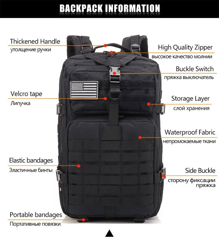 30/50L Tactical Backpacks Man Traveling Bags Survival Outdoor 3P Assault Pack EDC Molle Pack hiking Trekking Hunting Bag 30/50L Tactical Backpacks Man Traveling Bags Survival Outdoor 3P Assault Pack EDC Molle Pack hiking Trekking Hunting Bag