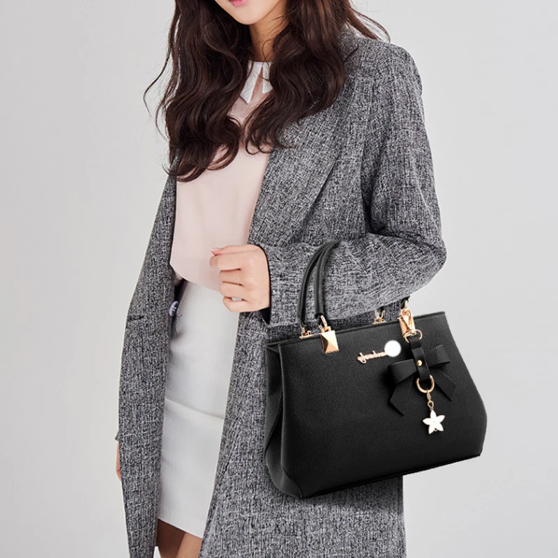 Yogodlns Elegant Women Messenger Bags with flower pendant Office Ladies Totes Pure Handbag for female Crossbody Shoulder Bags Yogodlns Elegant Women Messenger Bags with flower pendant Office Ladies Totes Pure Handbag for female Crossbody Shoulder Bags