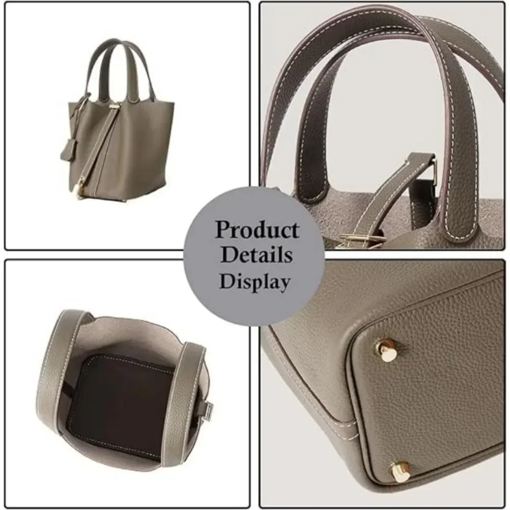 Ladies Handbag Female Bucket Bag Basket Shoulder Bag Travel BagLeather Bucket BagLarge Soft Leather Tote with Lock Daily Ladies Handbag Female Bucket Bag Basket Shoulder Bag Travel BagLeather Bucket BagLarge Soft Leather Tote with Lock Daily