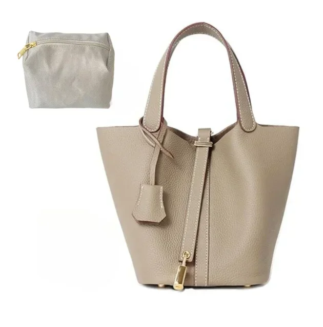 Ladies Handbag Female Bucket Bag Basket Shoulder Bag Travel BagLeather Bucket BagLarge Soft Leather Tote with Lock Daily Ladies Handbag Female Bucket Bag Basket Shoulder Bag Travel BagLeather Bucket BagLarge Soft Leather Tote with Lock Daily