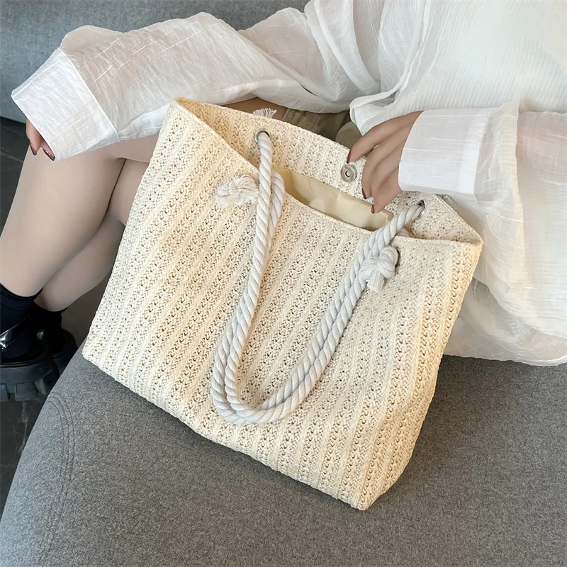 Popular Large Capacity Girls Handmade Weave Straw Bag Bohemian Style Shopper Tote Beach Handbags Popular Large Capacity Girls Handmade Weave Straw Bag Bohemian Style Shopper Tote Beach Handbags