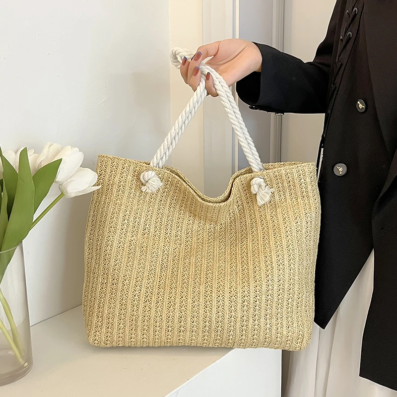 Popular Large Capacity Girls Handmade Weave Straw Bag Bohemian Style Shopper Tote Beach Handbags Popular Large Capacity Girls Handmade Weave Straw Bag Bohemian Style Shopper Tote Beach Handbags