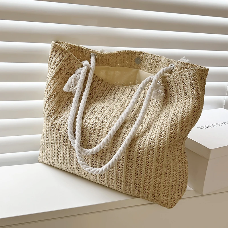 Popular Large Capacity Girls Handmade Weave Straw Bag Bohemian Style Shopper Tote Beach Handbags Popular Large Capacity Girls Handmade Weave Straw Bag Bohemian Style Shopper Tote Beach Handbags