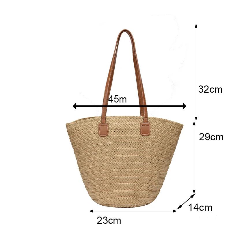 Women's Large Capacity Shoulder Bag Summer Straw Woven Basket Handbag Fashion Female Luxury Designer Beach Bag Bali Shopper Tote Women's Large Capacity Shoulder Bag Summer Straw Woven Basket Handbag Fashion Female Luxury Designer Beach Bag Bali Shopper Tote