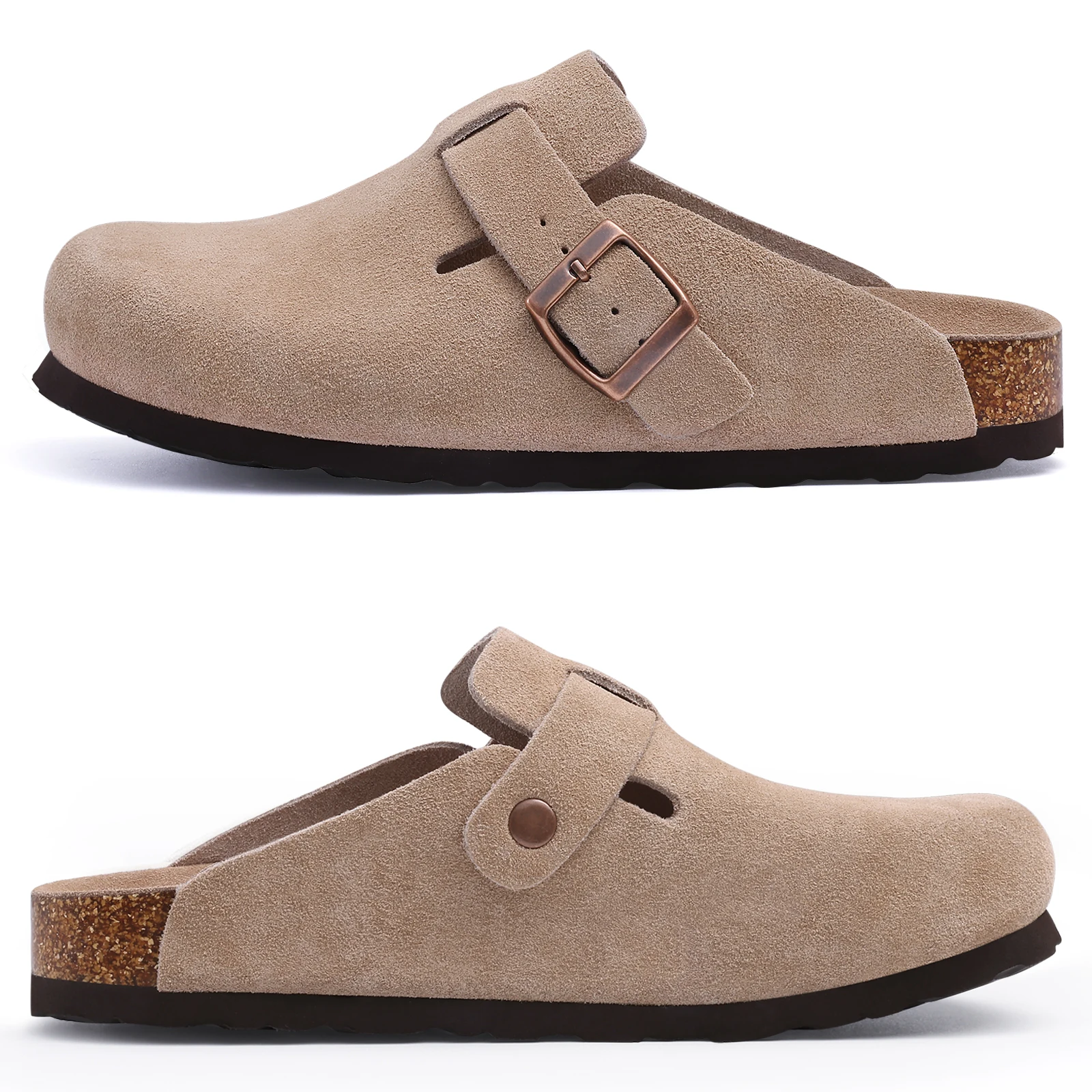 KIDMI Cork Clogs Slippers For Women Cork Footbed Beach Sandals Outdoor Suede Clogs Sandals With Adjustable Buckle Men Sandals KIDMI Cork Clogs Slippers For Women Cork Footbed Beach Sandals Outdoor Suede Clogs Sandals With Adjustable Buckle Men Sandals