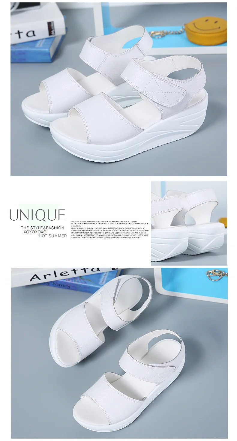 WOIZGIC Women's Mother Ladies Female Genuine Leather Shoes Sandals Woman Platform Hook Loop Casual Summer Cool Beach AM-9018 WOIZGIC Women's Mother Ladies Female Genuine Leather Shoes Sandals Woman Platform Hook Loop Casual Summer Cool Beach AM-9018
