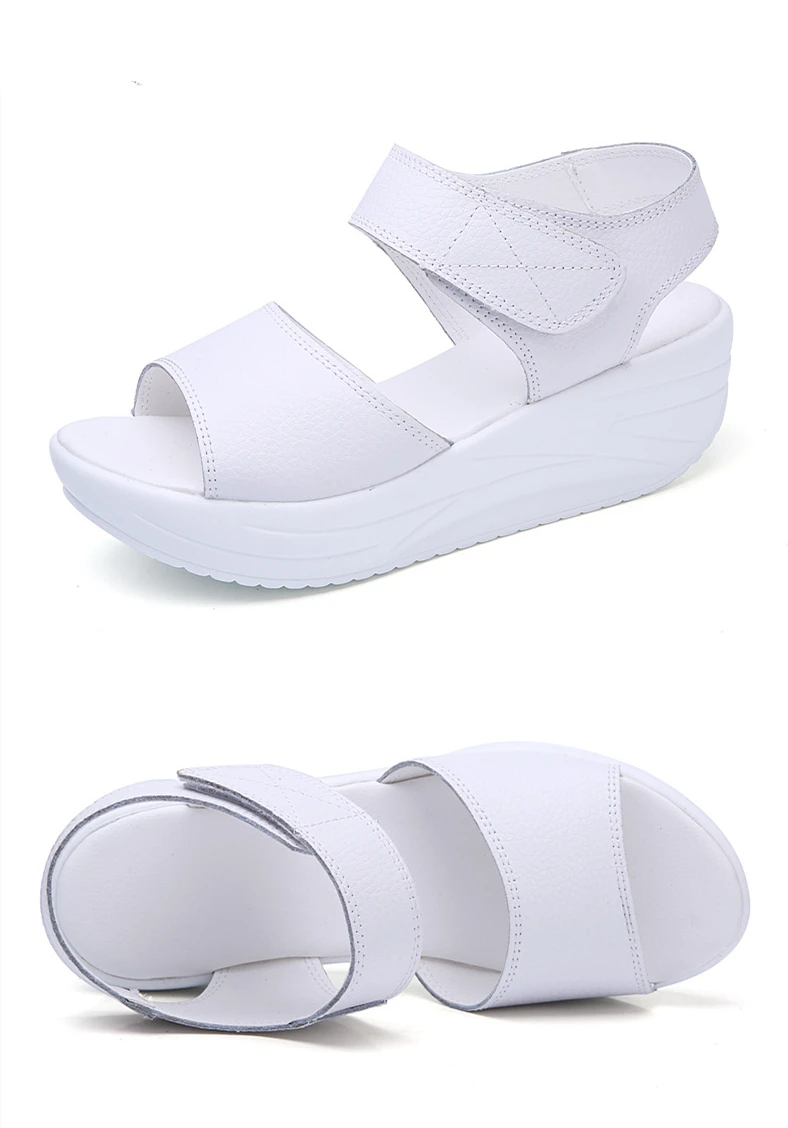 WOIZGIC Women's Mother Ladies Female Genuine Leather Shoes Sandals Woman Platform Hook Loop Casual Summer Cool Beach AM-9018 WOIZGIC Women's Mother Ladies Female Genuine Leather Shoes Sandals Woman Platform Hook Loop Casual Summer Cool Beach AM-9018