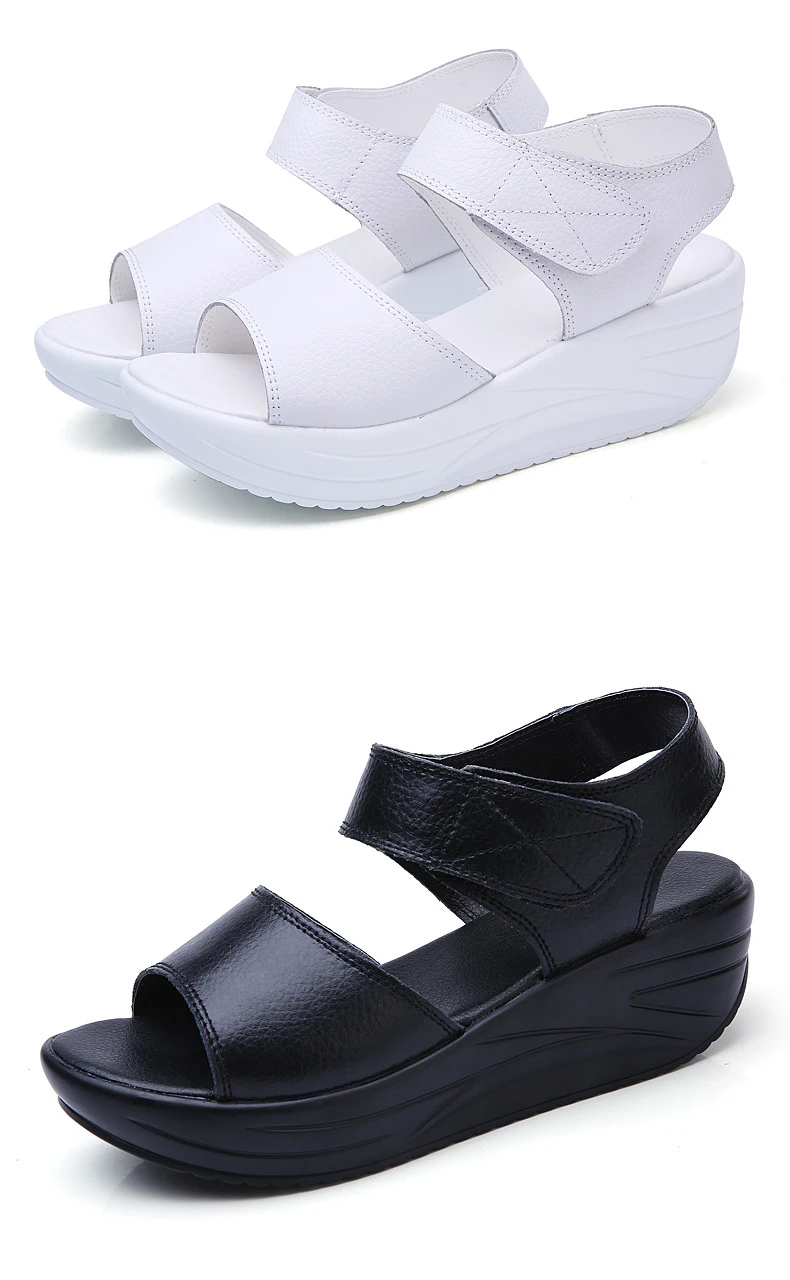 WOIZGIC Women's Mother Ladies Female Genuine Leather Shoes Sandals Woman Platform Hook Loop Casual Summer Cool Beach AM-9018 WOIZGIC Women's Mother Ladies Female Genuine Leather Shoes Sandals Woman Platform Hook Loop Casual Summer Cool Beach AM-9018