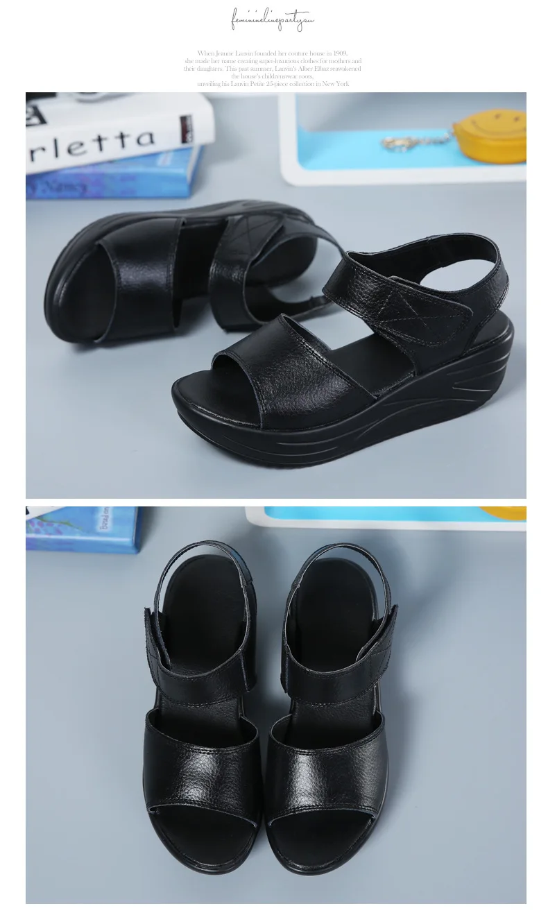 WOIZGIC Women's Mother Ladies Female Genuine Leather Shoes Sandals Woman Platform Hook Loop Casual Summer Cool Beach AM-9018 WOIZGIC Women's Mother Ladies Female Genuine Leather Shoes Sandals Woman Platform Hook Loop Casual Summer Cool Beach AM-9018