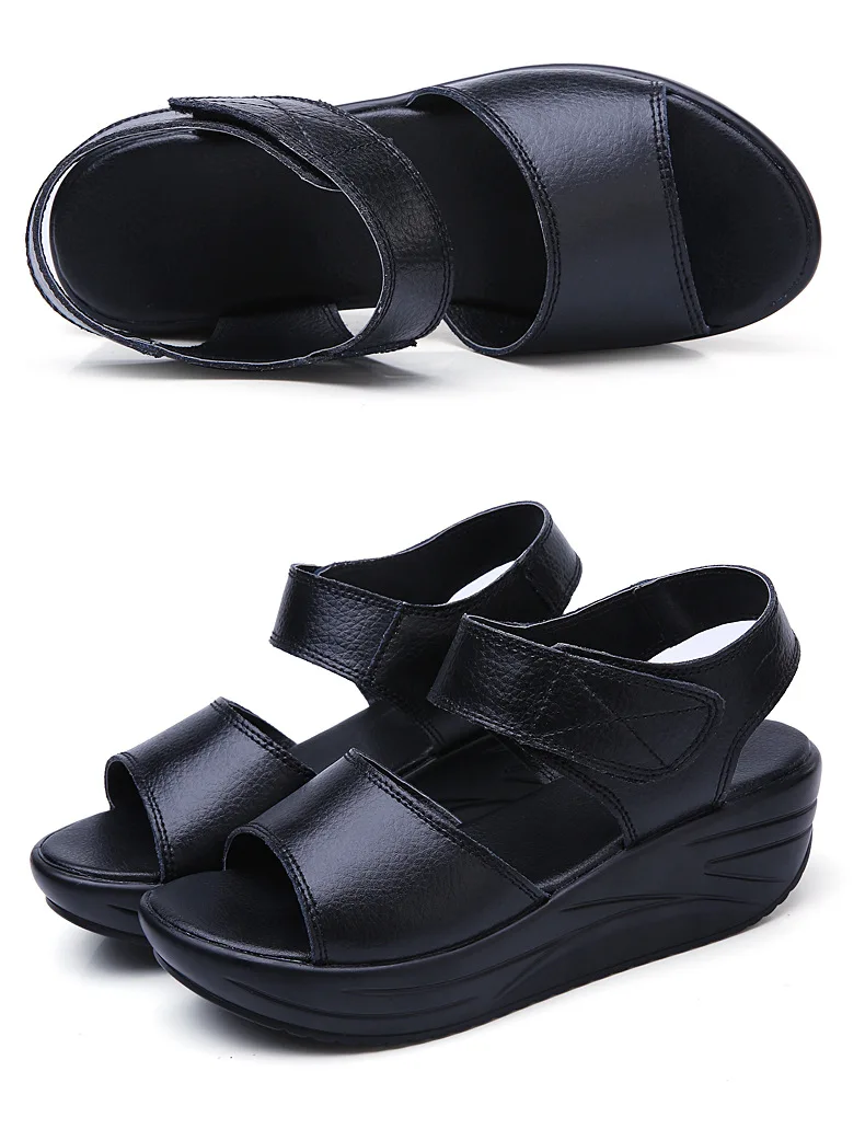 WOIZGIC Women's Mother Ladies Female Genuine Leather Shoes Sandals Woman Platform Hook Loop Casual Summer Cool Beach AM-9018 WOIZGIC Women's Mother Ladies Female Genuine Leather Shoes Sandals Woman Platform Hook Loop Casual Summer Cool Beach AM-9018