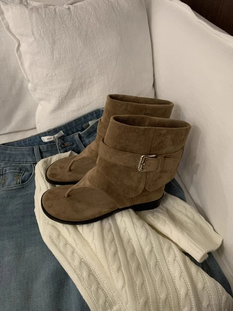 Women Peep Toe Boots2025 Summer New Flip Flops Luxury Vintage Cool Boots Breathable Comfortable Fashion Square Button Sandals Women Peep Toe Boots2025 Summer New Flip Flops Luxury Vintage Cool Boots Breathable Comfortable Fashion Square Button Sandals