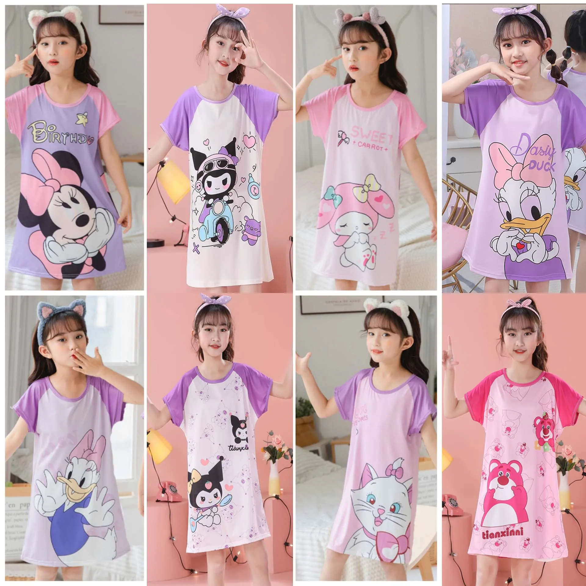 Cute Kids Pajamas Sleep Dresses for Children Girls Short Sleeve Cartoon Nightgowns Minnie Disney Nightdress Sleepwear for Summer Cute Kids Pajamas Sleep Dresses for Children Girls Short Sleeve Cartoon Nightgowns Minnie Disney Nightdress Sleepwear for Summer