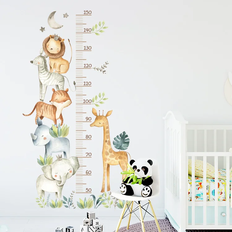 Cartoon Cute African Animal Height Scale Wall Sticker Kid Room Decoration Mural Children Bedroom Self-adhesive Home Decor Decals Cartoon Cute African Animal Height Scale Wall Sticker Kid Room Decoration Mural Children Bedroom Self-adhesive Home Decor Decals
