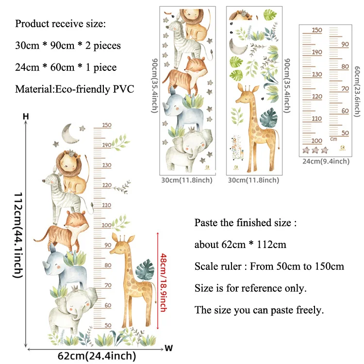 Cartoon Cute African Animal Height Scale Wall Sticker Kid Room Decoration Mural Children Bedroom Self-adhesive Home Decor Decals Cartoon Cute African Animal Height Scale Wall Sticker Kid Room Decoration Mural Children Bedroom Self-adhesive Home Decor Decals