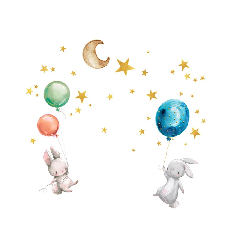 Cartoon Bunny Balloon Wall Sticker Bedroom Living Room Home Decoration Kids Room Wallpaper Glow In The Dark Cute Rabbit Stickers Cartoon Bunny Balloon Wall Sticker Bedroom Living Room Home Decoration Kids Room Wallpaper Glow In The Dark Cute Rabbit Stickers