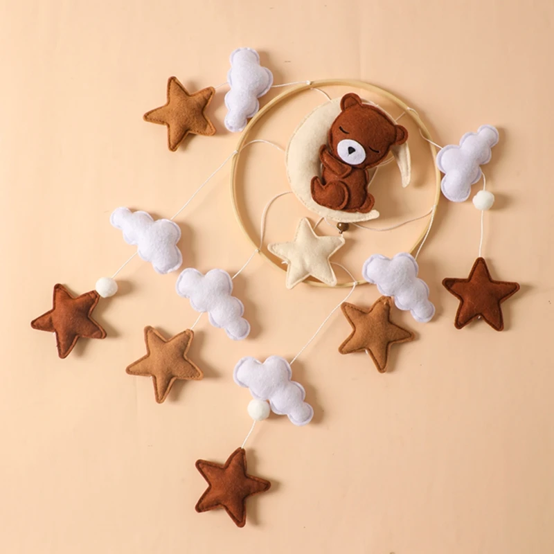 Let's Make Wooden Baby Rattles Soft Felt Cartoon Bear Cloudy Star Moon Hanging Bed Bell Mobile Crib Montessori Education Toys Let's Make Wooden Baby Rattles Soft Felt Cartoon Bear Cloudy Star Moon Hanging Bed Bell Mobile Crib Montessori Education Toys