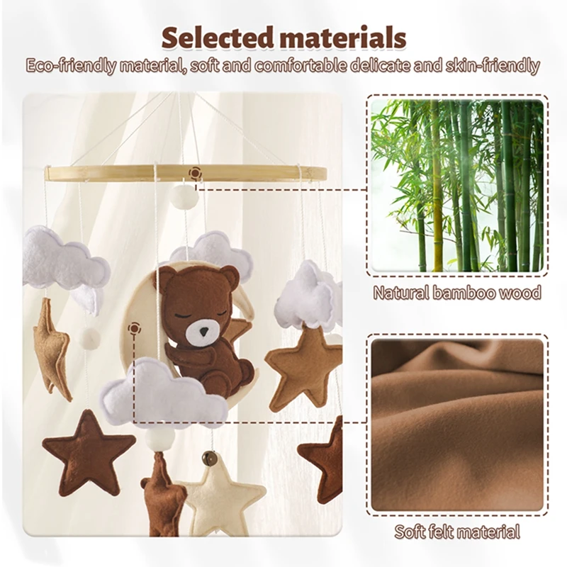Let's Make Wooden Baby Rattles Soft Felt Cartoon Bear Cloudy Star Moon Hanging Bed Bell Mobile Crib Montessori Education Toys Let's Make Wooden Baby Rattles Soft Felt Cartoon Bear Cloudy Star Moon Hanging Bed Bell Mobile Crib Montessori Education Toys