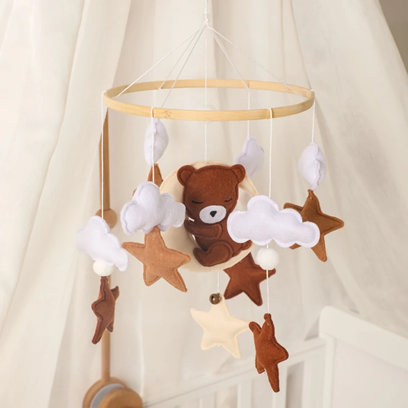 Let's Make Wooden Baby Rattles Soft Felt Cartoon Bear Cloudy Star Moon Hanging Bed Bell Mobile Crib Montessori Education Toys Let's Make Wooden Baby Rattles Soft Felt Cartoon Bear Cloudy Star Moon Hanging Bed Bell Mobile Crib Montessori Education Toys