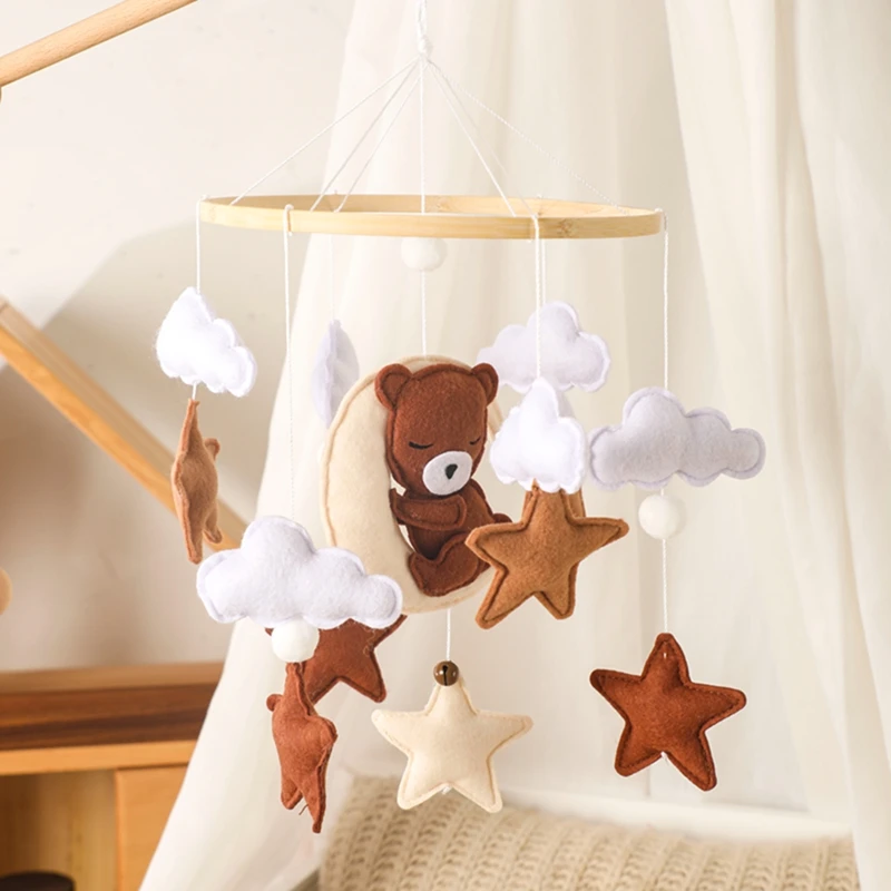 Let's Make Wooden Baby Rattles Soft Felt Cartoon Bear Cloudy Star Moon Hanging Bed Bell Mobile Crib Montessori Education Toys Let's Make Wooden Baby Rattles Soft Felt Cartoon Bear Cloudy Star Moon Hanging Bed Bell Mobile Crib Montessori Education Toys