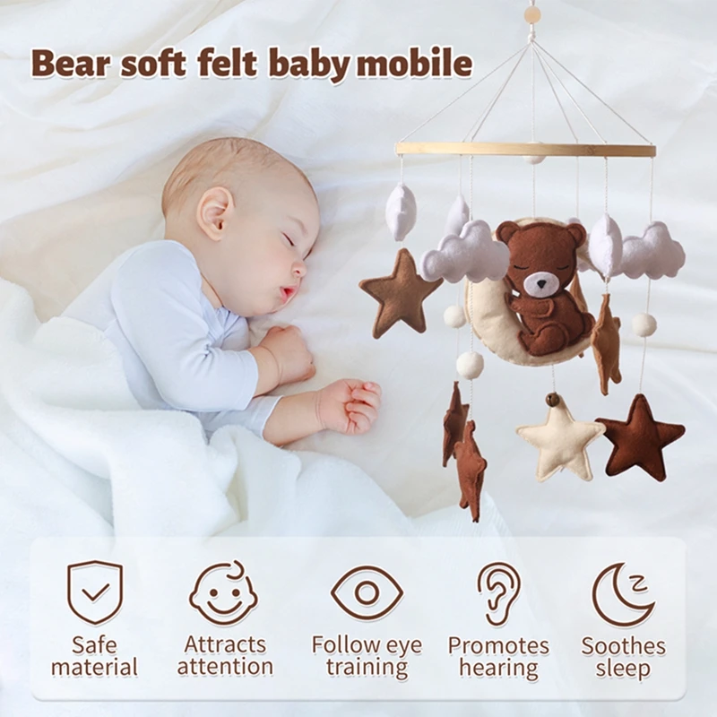 Let's Make Wooden Baby Rattles Soft Felt Cartoon Bear Cloudy Star Moon Hanging Bed Bell Mobile Crib Montessori Education Toys Let's Make Wooden Baby Rattles Soft Felt Cartoon Bear Cloudy Star Moon Hanging Bed Bell Mobile Crib Montessori Education Toys