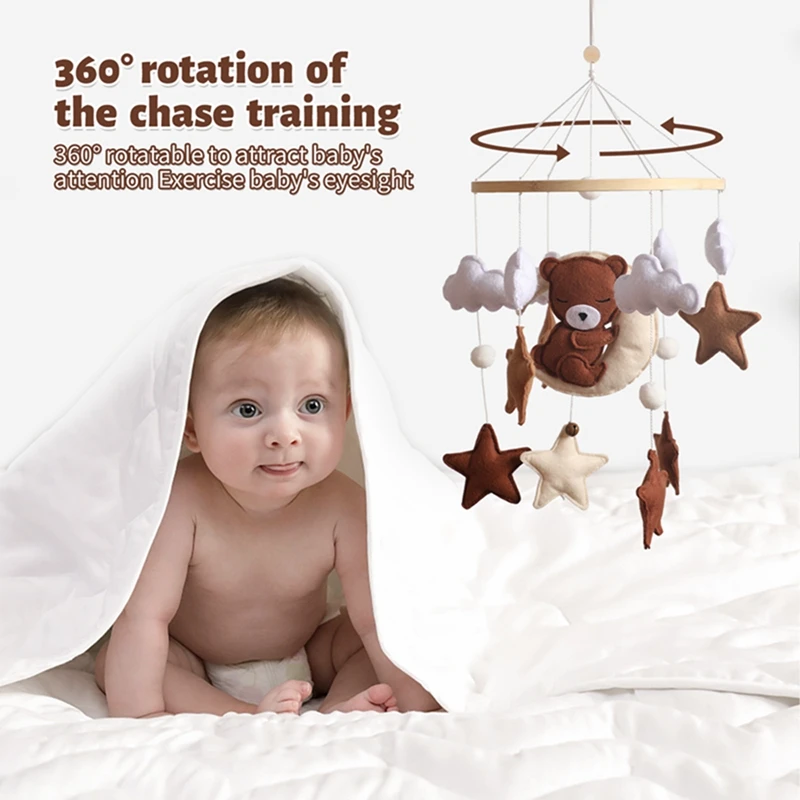 Let's Make Wooden Baby Rattles Soft Felt Cartoon Bear Cloudy Star Moon Hanging Bed Bell Mobile Crib Montessori Education Toys Let's Make Wooden Baby Rattles Soft Felt Cartoon Bear Cloudy Star Moon Hanging Bed Bell Mobile Crib Montessori Education Toys