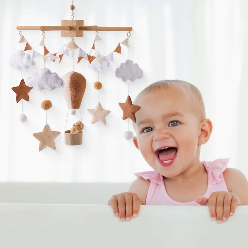 Baby Crib Mobile Wooden Bed Bell Rattle Toy Soft Felt Hot Air Balloon Wind Chime Pendant Newborn Comfort Bed Bell Toys Baby Gift Baby Crib Mobile Wooden Bed Bell Rattle Toy Soft Felt Hot Air Balloon Wind Chime Pendant Newborn Comfort Bed Bell Toys Baby Gift