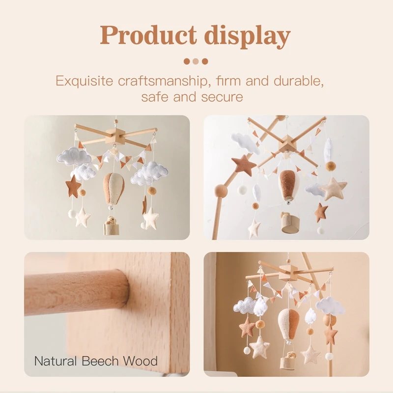 Baby Crib Mobile Wooden Bed Bell Rattle Toy Soft Felt Hot Air Balloon Wind Chime Pendant Newborn Comfort Bed Bell Toys Baby Gift Baby Crib Mobile Wooden Bed Bell Rattle Toy Soft Felt Hot Air Balloon Wind Chime Pendant Newborn Comfort Bed Bell Toys Baby Gift