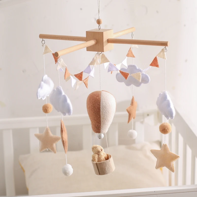 Baby Crib Mobile Wooden Bed Bell Rattle Toy Soft Felt Hot Air Balloon Wind Chime Pendant Newborn Comfort Bed Bell Toys Baby Gift Baby Crib Mobile Wooden Bed Bell Rattle Toy Soft Felt Hot Air Balloon Wind Chime Pendant Newborn Comfort Bed Bell Toys Baby Gift
