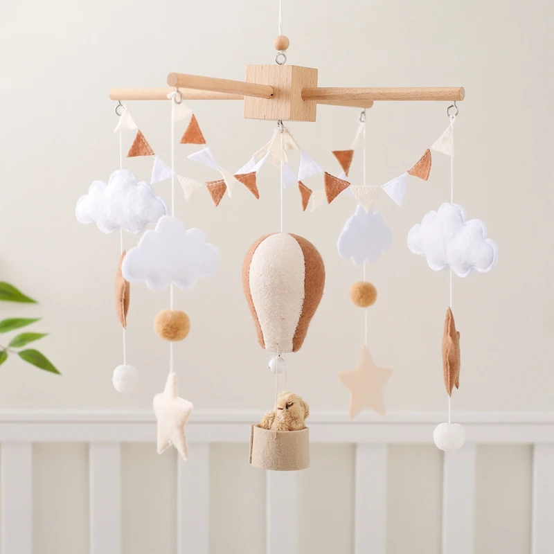 Baby Crib Mobile Wooden Bed Bell Rattle Toy Soft Felt Hot Air Balloon Wind Chime Pendant Newborn Comfort Bed Bell Toys Baby Gift Baby Crib Mobile Wooden Bed Bell Rattle Toy Soft Felt Hot Air Balloon Wind Chime Pendant Newborn Comfort Bed Bell Toys Baby Gift
