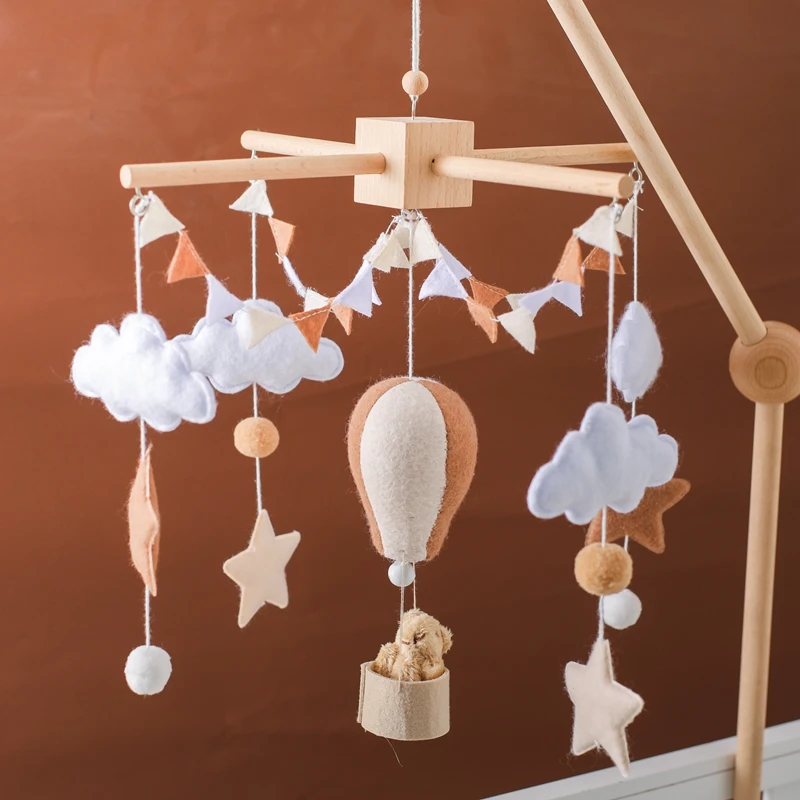Baby Crib Mobile Wooden Bed Bell Rattle Toy Soft Felt Hot Air Balloon Wind Chime Pendant Newborn Comfort Bed Bell Toys Baby Gift Baby Crib Mobile Wooden Bed Bell Rattle Toy Soft Felt Hot Air Balloon Wind Chime Pendant Newborn Comfort Bed Bell Toys Baby Gift
