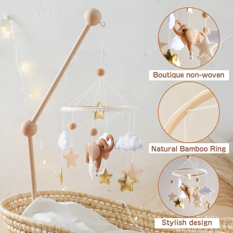 Baby Crib Mobile Wooden Bed Bell Rattle Toy Soft Felt Hot Air Balloon Wind Chime Pendant Newborn Comfort Bed Bell Toys Baby Gift Baby Crib Mobile Wooden Bed Bell Rattle Toy Soft Felt Hot Air Balloon Wind Chime Pendant Newborn Comfort Bed Bell Toys Baby Gift