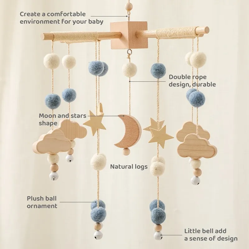 Baby Crib Mobile Wooden Bed Bell Rattle Toy Soft Felt Hot Air Balloon Wind Chime Pendant Newborn Comfort Bed Bell Toys Baby Gift Baby Crib Mobile Wooden Bed Bell Rattle Toy Soft Felt Hot Air Balloon Wind Chime Pendant Newborn Comfort Bed Bell Toys Baby Gift
