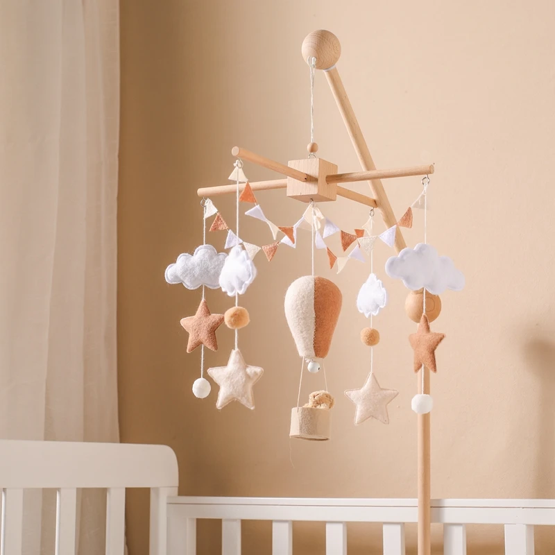 Baby Crib Mobile Wooden Bed Bell Rattle Toy Soft Felt Hot Air Balloon Wind Chime Pendant Newborn Comfort Bed Bell Toys Baby Gift Baby Crib Mobile Wooden Bed Bell Rattle Toy Soft Felt Hot Air Balloon Wind Chime Pendant Newborn Comfort Bed Bell Toys Baby Gift